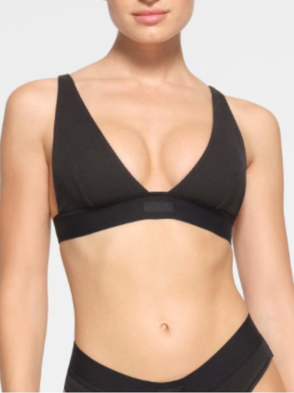 Skims Ribbed Cotton Black Bralette Sz M